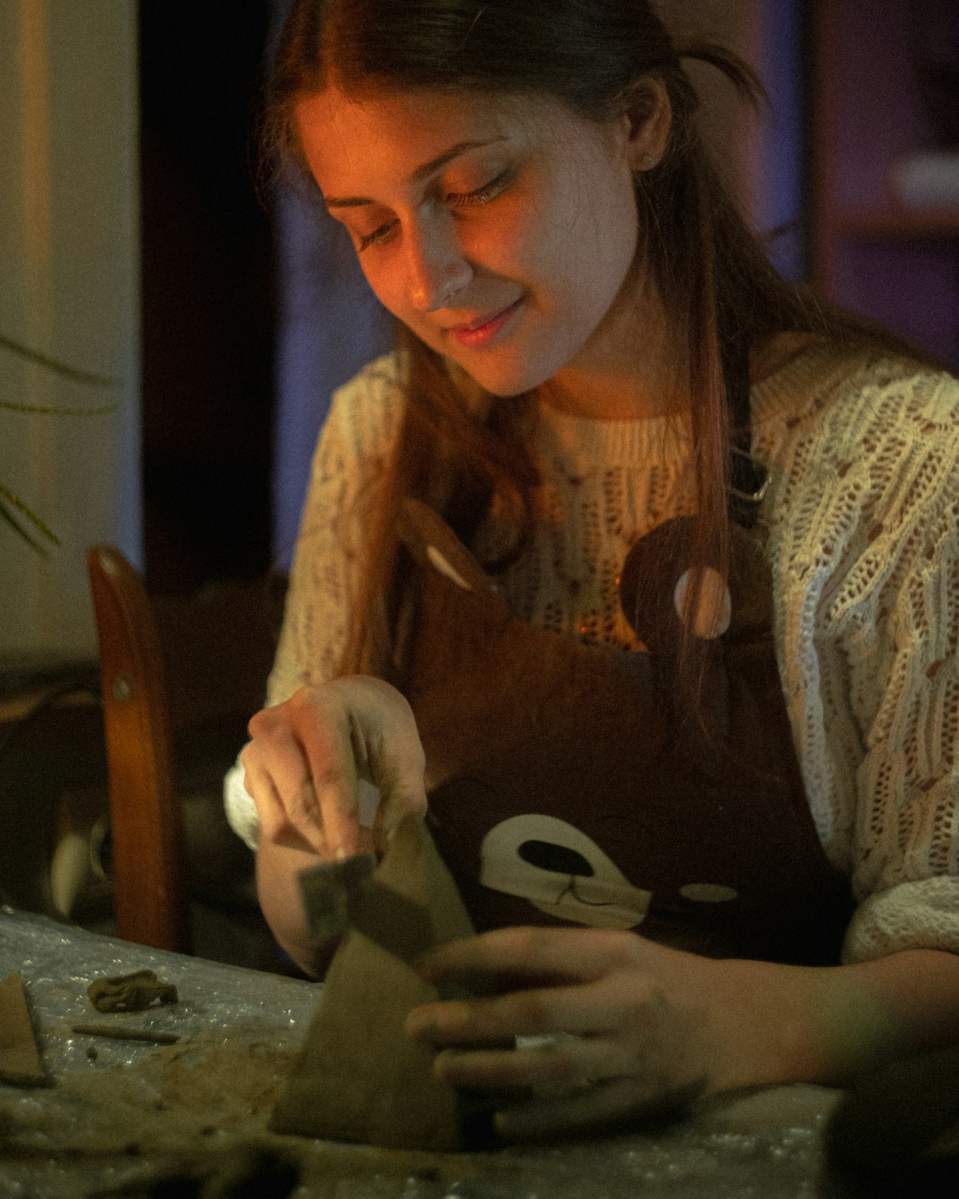 Silverina Leonard at the workbench